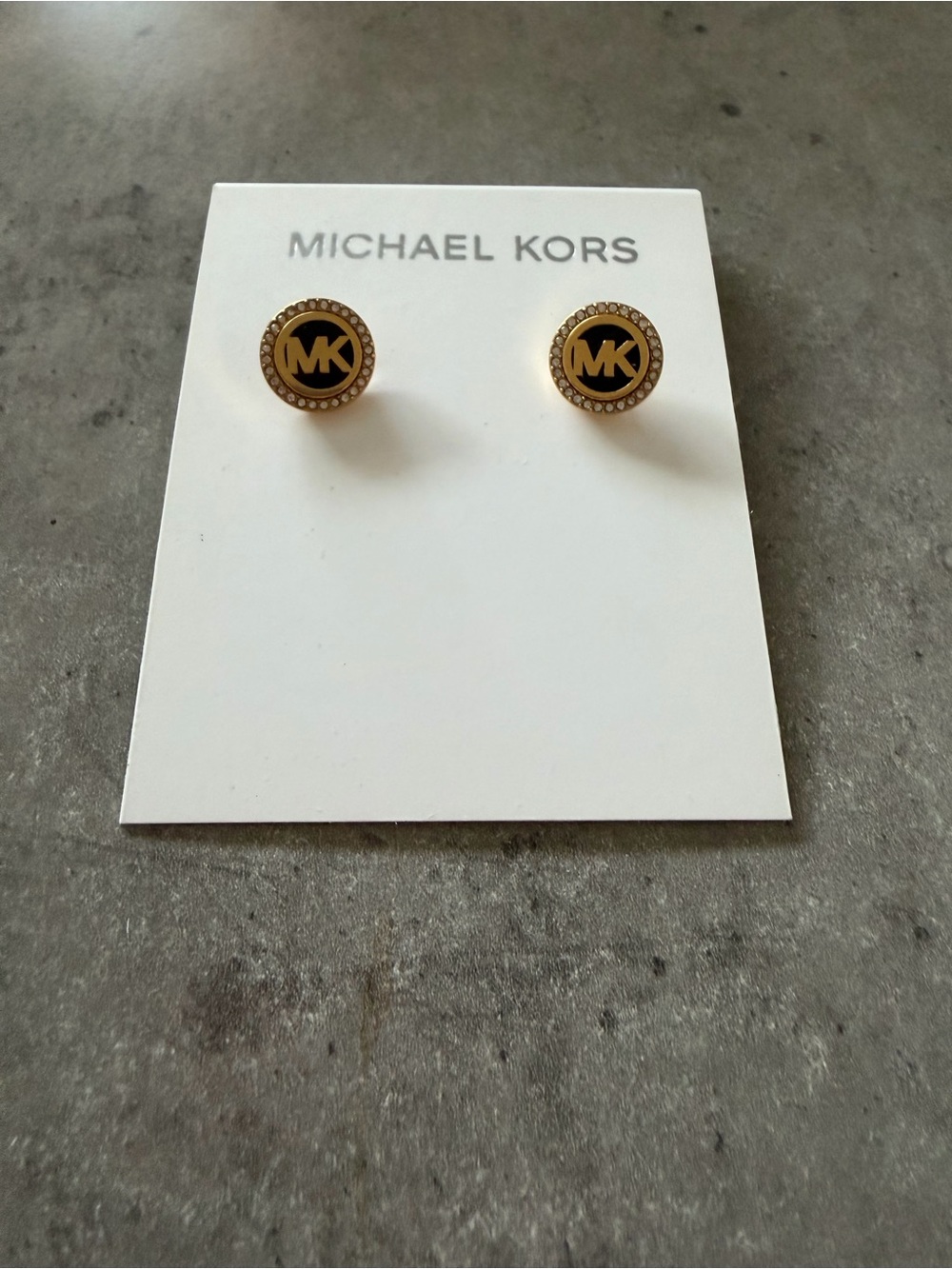 Michael Kors Gold and Black MK Logo Cuff Links